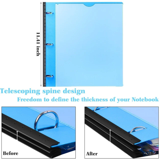 Alt view image 4 of 7 - All-in-one Telescoping Binder Notebook - 2PCS, Refillable 3 Ring Notebook Binder with 1 plastic movable pocket folder,5 plastic subject dividers and graph paper and college ruled paper - Blue
