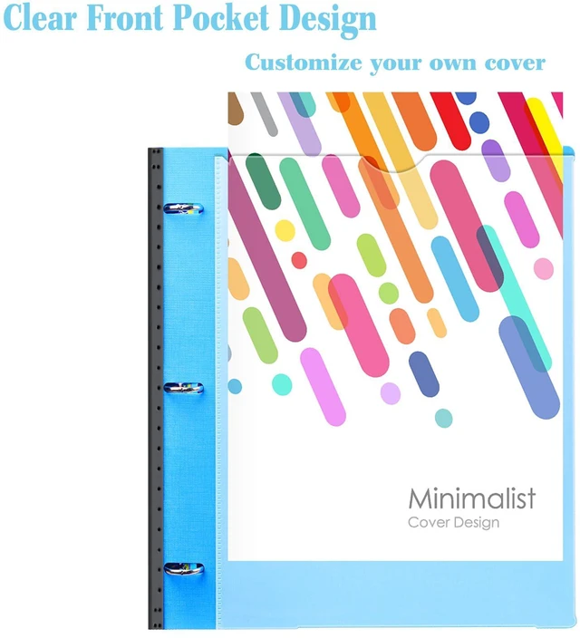 Alt view image 5 of 7 - All-in-one Telescoping Binder Notebook - 2PCS, Refillable 3 Ring Notebook Binder with 1 plastic movable pocket folder,5 plastic subject dividers and graph paper and college ruled paper - Blue