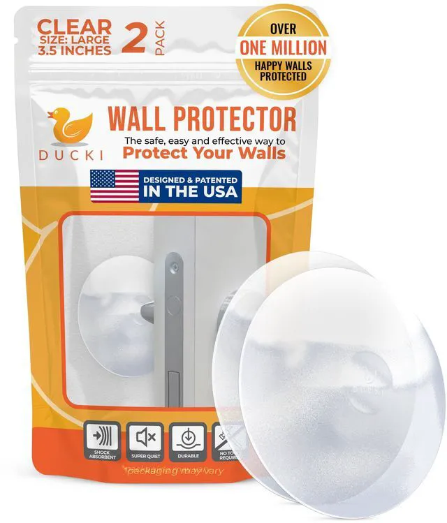 Main image of Door Stoppers Wall Protector 3.5", Reusable & Self Adhesive - 2 Pack Clear Discreet Home Door Knob Wall Protector, Door Bumper with Adhesive - Rubber Door Stops, Shock Absorbent Door Handle Stopper