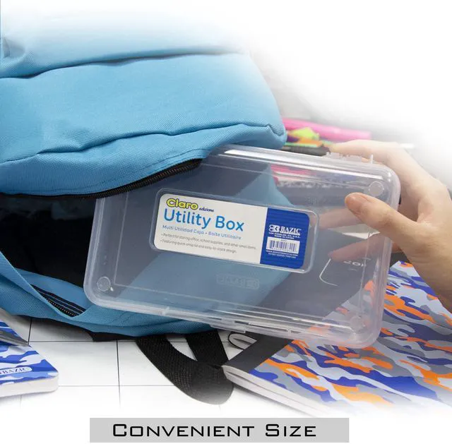Alt view image 6 of 7 - Clear Multipurpose Pencil Box, Stackable, 24-Case Snap-latch lid for pens, Tools, Crafts, Supplies, Bulk pack, For home and office storage