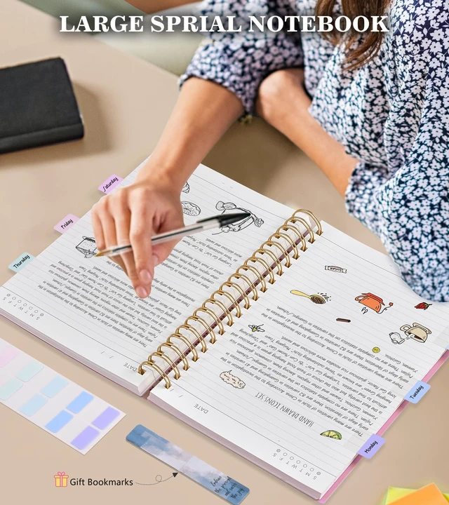 Alt view image 7 of 7 - Pink Spiral Notebook Journal,360 Pages College Ruled Notebook, Lined Thick Journals for Women Men,A5 Thick Spiral Journal for Writing,100GSM Paper, Spiral Notebooks for Work School 5.5"x8.5"