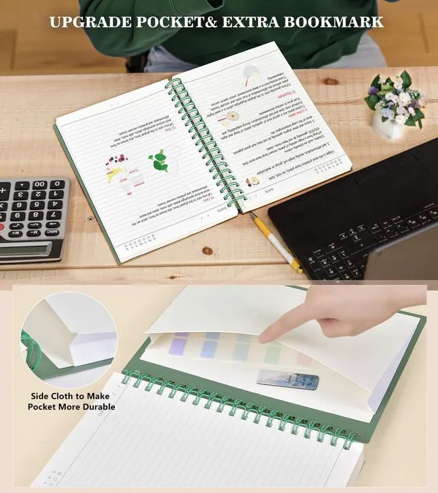 Alt view image 6 of 7 - Spiral Notebook Journal,360 Pages College Ruled Notebook, Lined Thick Journals for Women Men,A5 Thick Spiral Journal for Writing,100GSM Paper, Spiral Notebooks for Work School 5.5"x8.5" Green