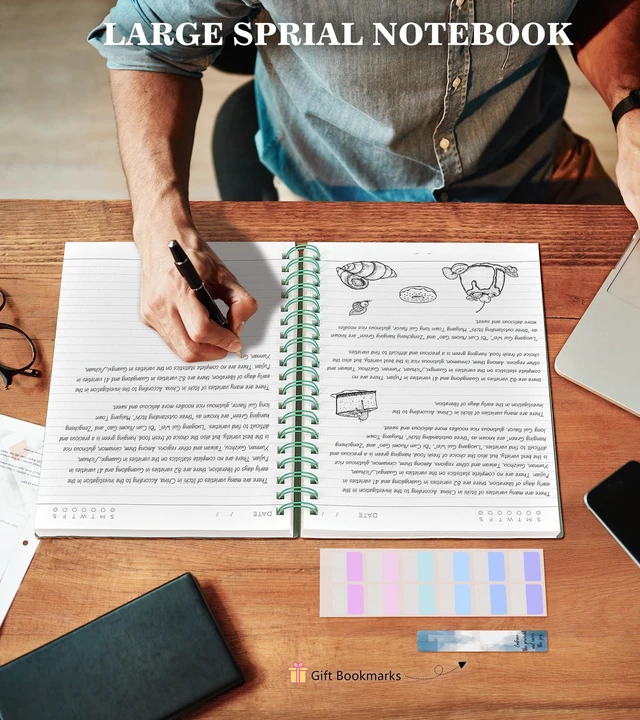 Alt view image 7 of 7 - Spiral Notebook Journal,360 Pages College Ruled Notebook, Lined Thick Journals for Women Men,A5 Thick Spiral Journal for Writing,100GSM Paper, Spiral Notebooks for Work School 5.5"x8.5" Green