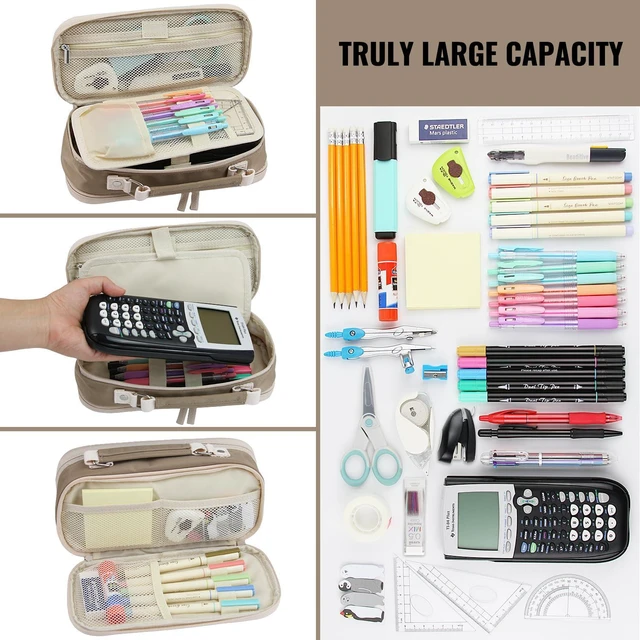 Alt view image 5 of 7 - Large Capacity Pencil Case, 4 Compartment Pen Pouch Organizer with Double Zipper, Storage Bag for School, Office, Teen Girl Boy Men Women