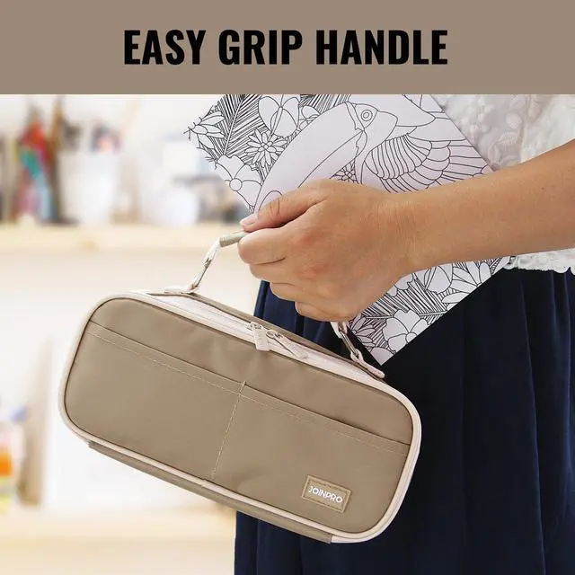 Alt view image 6 of 7 - Large Capacity Pencil Case, 4 Compartment Pen Pouch Organizer with Double Zipper, Storage Bag for School, Office, Teen Girl Boy Men Women
