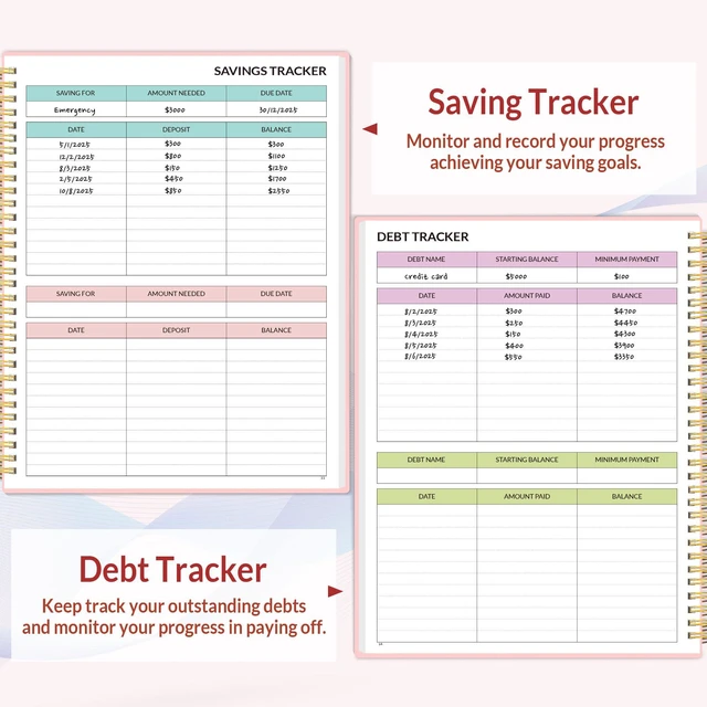 Alt view image 5 of 7 - Budget Planner - Monthly Budget Book with Expense Tracker Notebook, A4(8.5" x 11") Undated 12 Month Bill Organizer & Finance Planner to Manage Your Money, Account Book with Colorful Tab, Pink