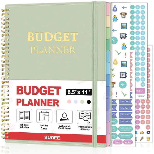 Main image of Budget Planner - Monthly Budget Book with Expense Tracker Notebook, A4(8.5" x 11") Undated 12 Month Bill Organizer & Finance Planner to Manage Your Money, Account Book with Colorful Tab, Green