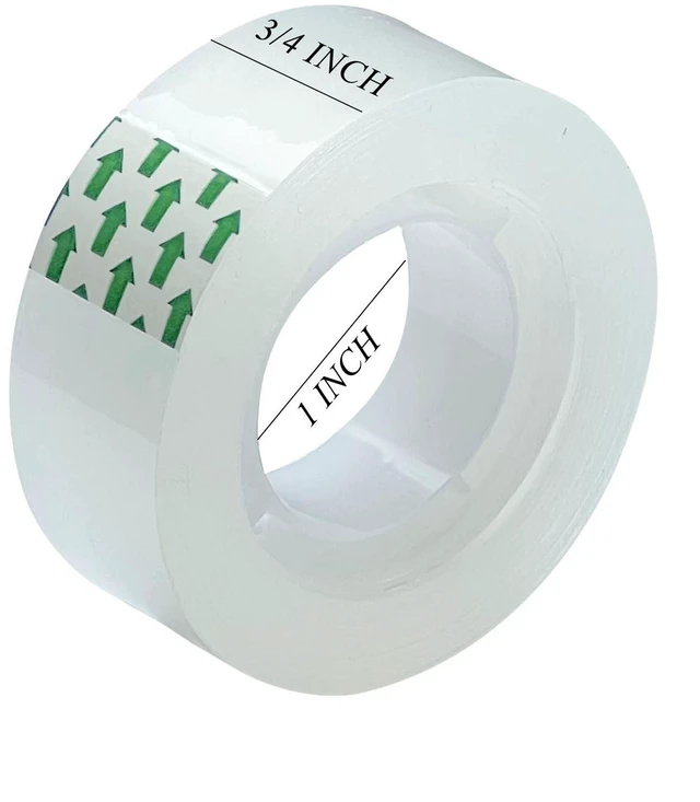 Alt view image 3 of 6 - 24 Rolls Transparent Tape, Clear Tape Refills for Dispenser, Tear by Hand, 3/4-Inch Clear Tape Refill Roll for Gift Wrapping,Office, Home, School