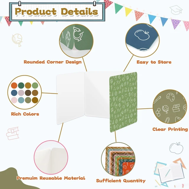 Alt view image 3 of 7 - 36 Pack Privacy Shields for Student in 12 Boho Colors Desk Dividers Durable Privacy Folders Testing Dividers Shield Study Boards Panel Partition for Classroom Teacher Back to School Supplies
