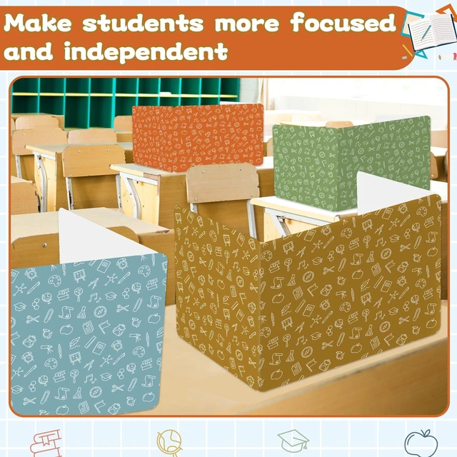 Alt view image 7 of 7 - 36 Pack Privacy Shields for Student in 12 Boho Colors Desk Dividers Durable Privacy Folders Testing Dividers Shield Study Boards Panel Partition for Classroom Teacher Back to School Supplies