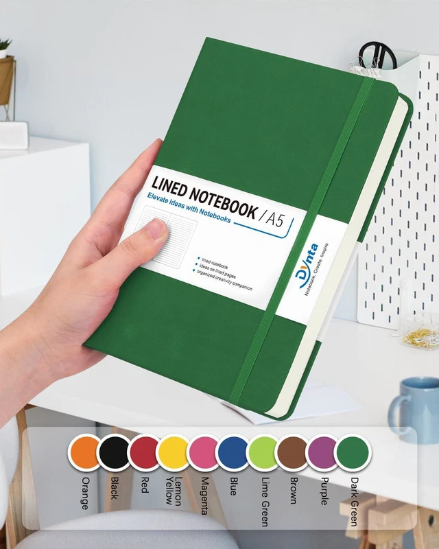 Alt view image 6 of 7 - Hardcover Journal Notebooks, 10 Packs A5 Lined Journals Bulk for Writing 200 Pages/100Sheets, 8.4 x 5.8 inch, Classic Ruled Notebook for Work/Travel/College/Note Taking(Dark Green)