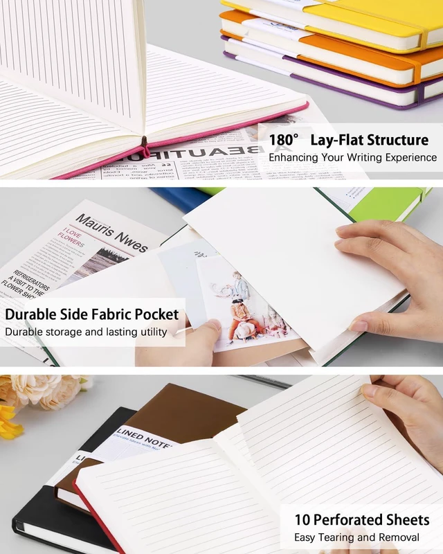 Alt view image 3 of 7 - Hardcover Journal Notebooks A5 Lined 10 Journals Bulk for Writing 200Pages/100Sheets, 8.4 X 5.8 Inch, 10 Colors Classic Ruled Notebook for Work/Travel/College/Note Taking