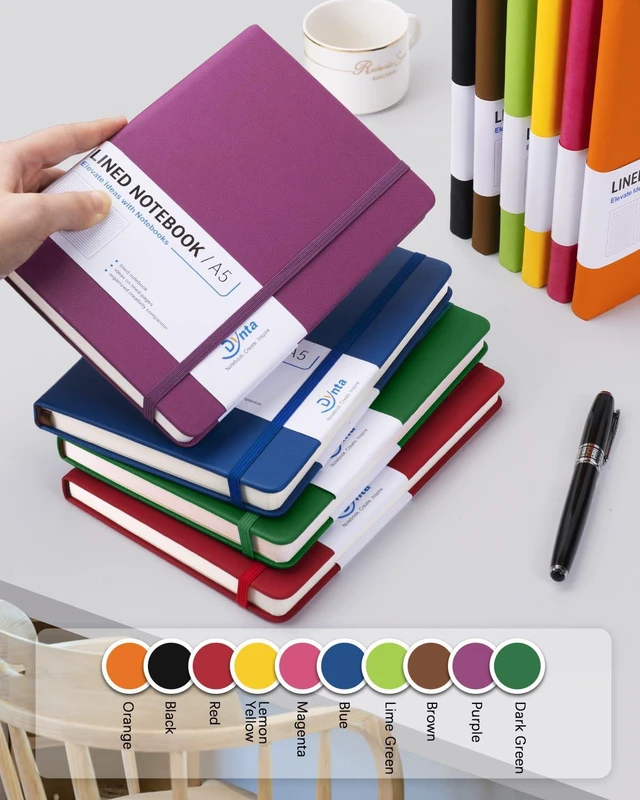 Alt view image 6 of 7 - Hardcover Journal Notebooks A5 Lined 10 Journals Bulk for Writing 200Pages/100Sheets, 8.4 X 5.8 Inch, 10 Colors Classic Ruled Notebook for Work/Travel/College/Note Taking