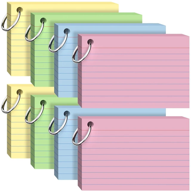 Main image of Index Cards 4x6 with Ring, 320 Sheets, Ruled Colored Flash Cards for Effective Studying and Note-Taking, Note Cards, Essential School Supplies for College & Office, Home Organization & Study Supplies