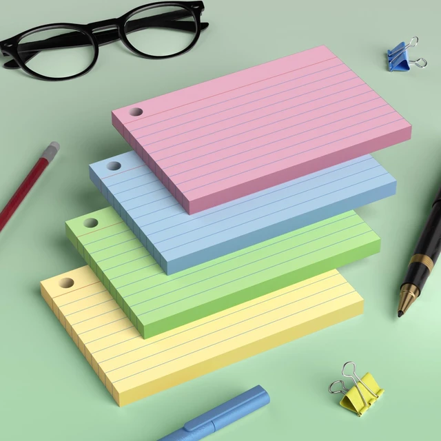 Alt view image 2 of 6 - Index Cards 4x6 with Ring, 320 Sheets, Ruled Colored Flash Cards for Effective Studying and Note-Taking, Note Cards, Essential School Supplies for College & Office, Home Organization & Study Supplies