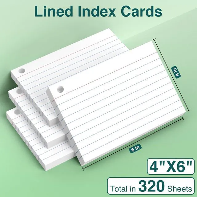 Alt view image 2 of 6 - Index Cards 4x6 with Ring, 320 Sheets, Ruled White Flash Cards for Effective Studying and Note-Taking, Note Cards, Essential School Supplies for College & Office, Home Organization & Study Supplies