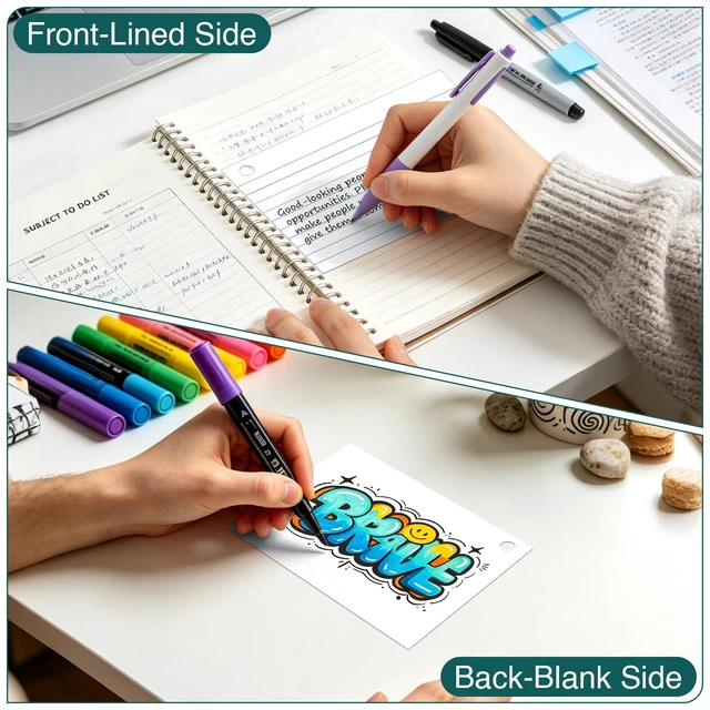 Alt view image 6 of 6 - Index Cards 4x6 with Ring, 320 Sheets, Ruled White Flash Cards for Effective Studying and Note-Taking, Note Cards, Essential School Supplies for College & Office, Home Organization & Study Supplies