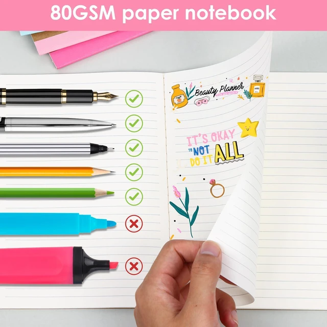 Alt view image 4 of 7 - 60 Pack Notebooks Bulk, A5 Lined Journaling Notebooks Bulk, Rainbow Composition Notebooks Journals, 15 Colors 60 Pages for School Office