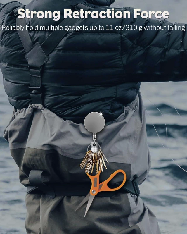 Alt view image 4 of 7 - 5 Pack Metal Retractable Keychain Heavy Duty Retractable Badge Reel for Badge Holder All Metal Casing with Stainless Steel Spring Coil 27.5 Inch Nylon Rope Belt Clip and Key Ring