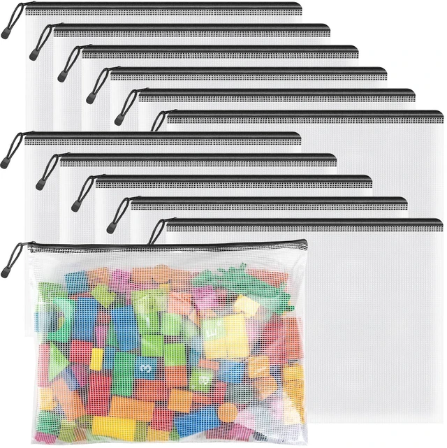 Main image of 12 Pack B4 Black Mesh Zipper Bags, File Organizer Pouch for Storage B4 Pouches Organize Documents, Games & Projects; Black Mesh Keeps Contents Protected, Visible and Neatly Sorted