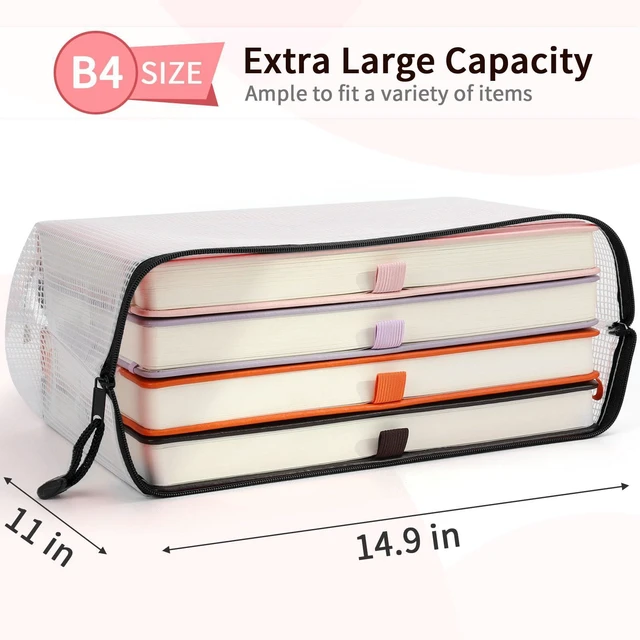 Alt view image 2 of 7 - 12 Pack B4 Black Mesh Zipper Bags, File Organizer Pouch for Storage B4 Pouches Organize Documents, Games & Projects; Black Mesh Keeps Contents Protected, Visible and Neatly Sorted