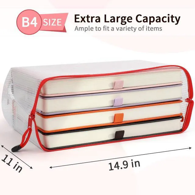 Alt view image 2 of 7 - 12 Pack B4 Mesh Zipper Bags, Color Coded School & Craft Organizer Reusable B4 Pouches Organize School, Craft & Puzzle Projects; 12 Colorful Bags Keep Items Sorted, Visible and Easy to Find