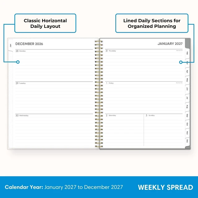 Alt view image 3 of 7 - 2027 Weekly & Monthly Planner Calendar, 8.5"x11", Sophie January 2027 - December 2027, Flexible Cover, Durable Twin Wire Binding, Laminated Tabs, Storage Pocket