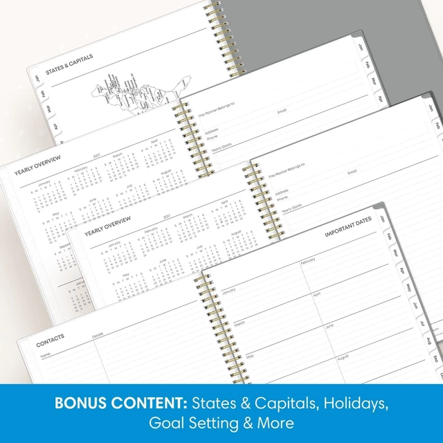 Alt view image 5 of 7 - 2027 Weekly & Monthly Planner Calendar, 8.5"x11", Sophie January 2027 - December 2027, Flexible Cover, Durable Twin Wire Binding, Laminated Tabs, Storage Pocket