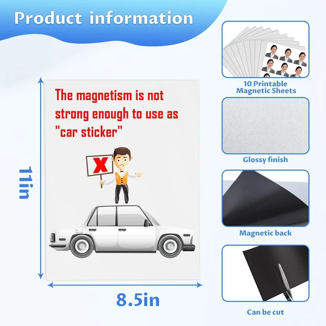 Alt view image 3 of 7 - Printable Magnetic Sheets 8.5 x 11, Glossy 15Pcs for Inkjet Printers Print Paper Non-Adhesive Backing, 12 mil, Flexible Magnet Photos for DIY Crafts, Refrigerator, Classroom and Office Decor