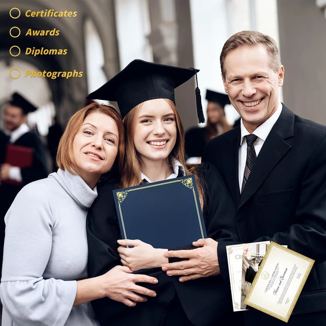 Alt view image 6 of 7 - 200 Pack Navy Blue Certificate Holders 8.5x11 Diploma Covers Folders Premium Gold Border, Certificate Document Covers, Award Holders for Graduation, Letter Size 8.5x11, Schools & Ceremonies