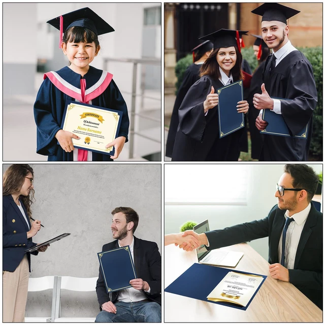 Alt view image 7 of 7 - 200 Pack Navy Blue Certificate Holders 8.5x11 Diploma Covers Folders Premium Gold Border, Certificate Document Covers, Award Holders for Graduation, Letter Size 8.5x11, Schools & Ceremonies