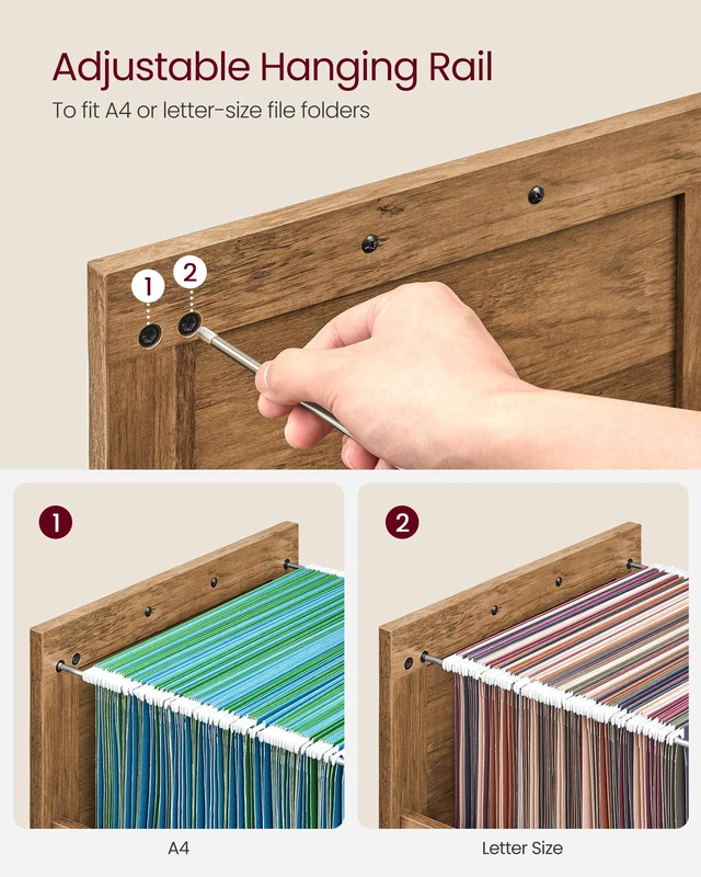 Alt view image 5 of 7 - File Cabinet with 3 Drawers, Printer Stand, Fit A4 Letter Size Hanging File Folders, Farmhouse Style, for Home Office, Honey Brown, HANAN Collection UOFC054T41