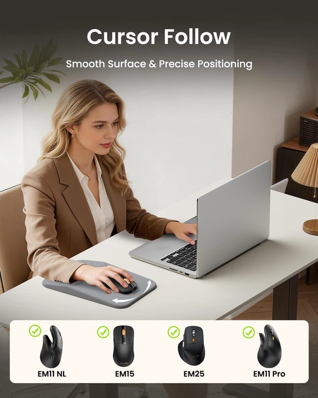Alt view image 5 of 7 - MP50 Ergonomic Mouse Pad with Wrist Support, Lycra Surface, Gray 8° slope & massage points, soft memory foam, Large 12x8 Inches, Non-slip base. Relieves wrist strain for office & home