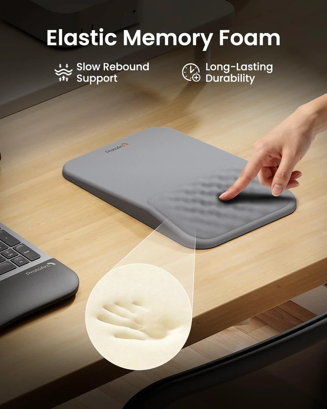 Alt view image 7 of 7 - MP50 Ergonomic Mouse Pad with Wrist Support, Lycra Surface, Gray 8° slope & massage points, soft memory foam, Large 12x8 Inches, Non-slip base. Relieves wrist strain for office & home