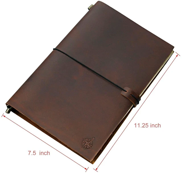 Alt view image 2 of 7 - Large Travelers Notebook - 7.5" x 11" (19 x 28cm) - Grande Travel Journal, Handcrafted, Rugged, Refillable Leather Journal. Perfect for Writing, Artwork, Scrapbooking