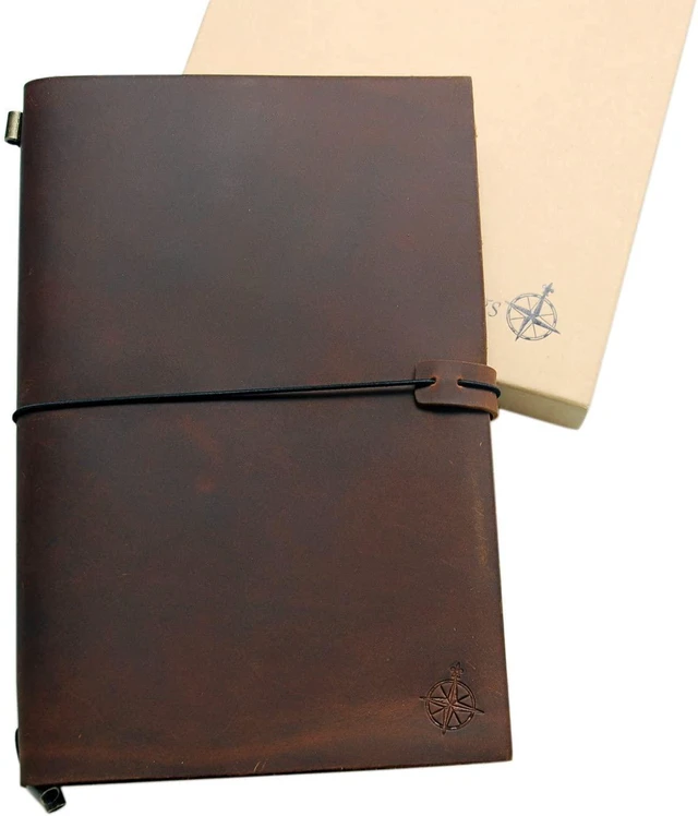 Alt view image 5 of 7 - Large Travelers Notebook - 7.5" x 11" (19 x 28cm) - Grande Travel Journal, Handcrafted, Rugged, Refillable Leather Journal. Perfect for Writing, Artwork, Scrapbooking