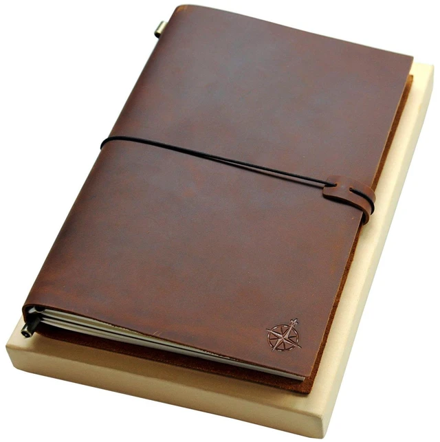 Alt view image 4 of 7 - Large Travelers Notebook - 7.5" x 11" (19 x 28cm) - Grande Travel Journal, Handcrafted, Rugged, Refillable Leather Journal. Perfect for Writing, Artwork, Scrapbooking