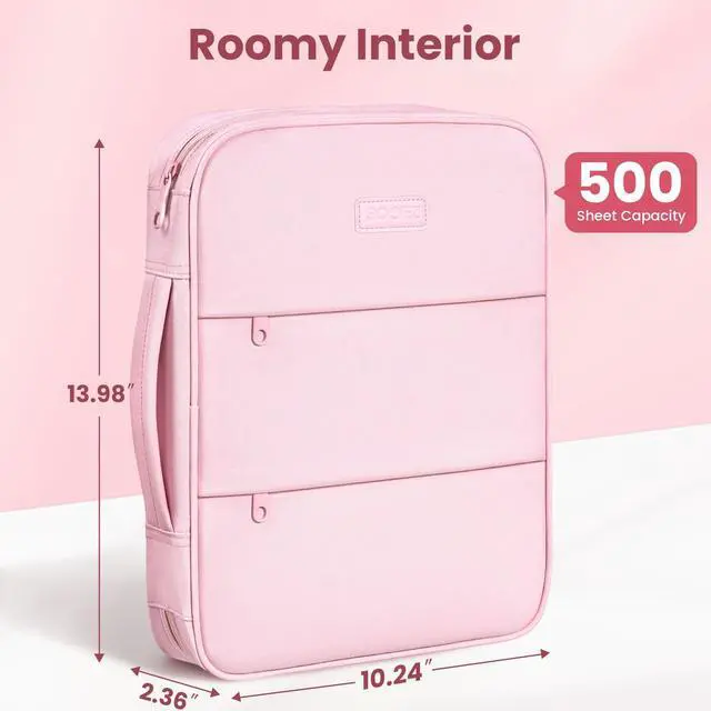 Alt view image 4 of 7 - Cute Zipper Binder Bag, 1 Inch Binders 3 Ring O-Ring with Handle 5-Tab Divider Accordion File Organizer, 500-Sheet Capacity Three Ring Binder, Multi-Pocket Organizer for School, Purple