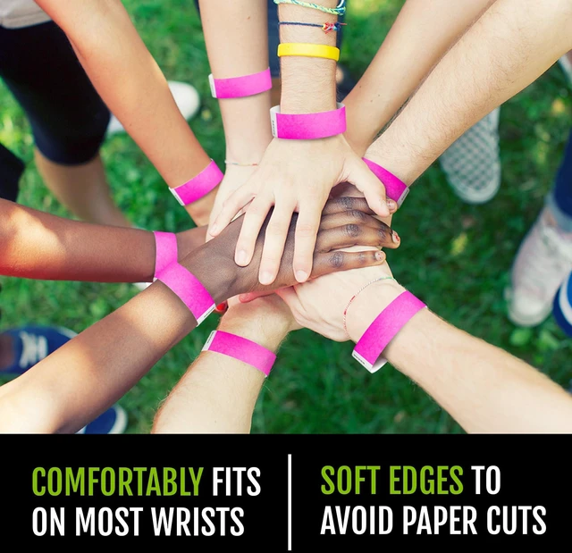 Alt view image 5 of 7 - 5,000 Neon Pink Tyvek Wristbands for Events - Tamper-Proof Design Comfortable Water/Tear-Resistant - USA Made Tyvek Wristband ID Bracelets for Events, Concerts, Party Security, VIP Admission