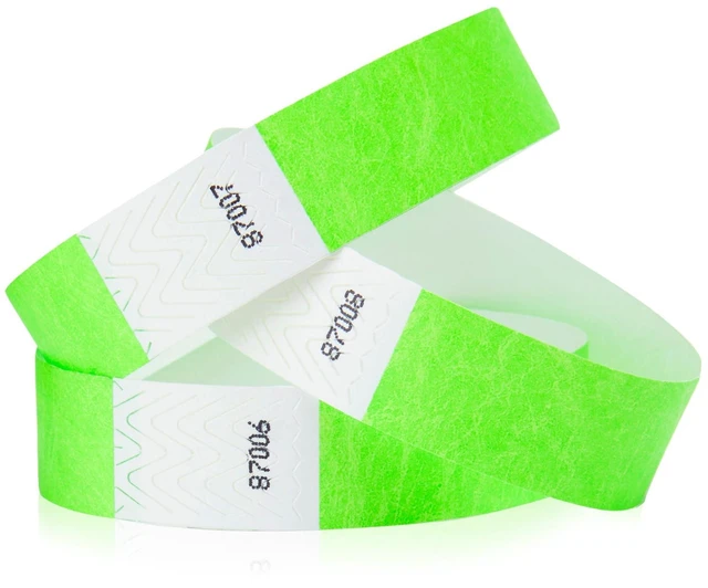 Main image of 5,000 Neon Green Tyvek Wristbands for Events - Tamper-Proof Design Comfortable Water/Tear-Resistant - USA Made Tyvek Wristband ID Bracelets for Events, Concerts, Party Security, VIP Admission