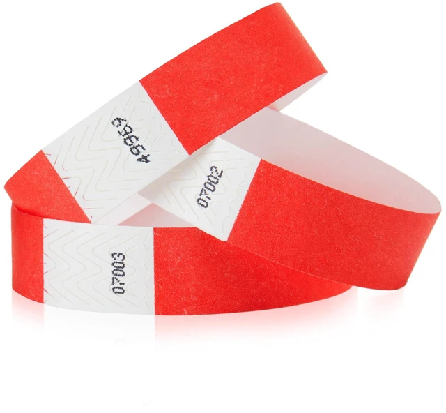 Main image of 5,000 Neon Red Tyvek Wristbands for Events - Tamper-Proof Design Comfortable Water/Tear-Resistant - USA Made Tyvek Wristband ID Bracelets for Events, Concerts, Party Security, VIP Admission