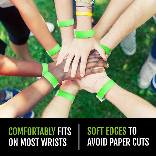 Alt view image 5 of 7 - 5,000 Neon Green Tyvek Wristbands for Events - Tamper-Proof Design Comfortable Water/Tear-Resistant - USA Made Tyvek Wristband ID Bracelets for Events, Concerts, Party Security, VIP Admission