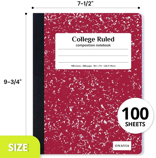 Alt view image 7 of 7 - Composition Notebook College Ruled Bulk, 200 Pages 100 Sheets, 9.75 x 7.5 in, Marble Composition Books Bulk, Durable Comp Book, Notebooks for School, Classroom