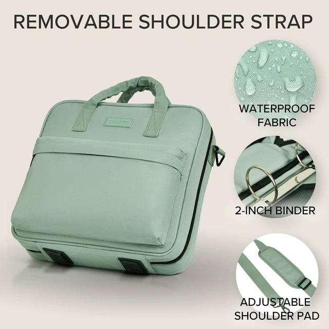 Alt view image 5 of 7 - Sturdy 3 Ring Zipper Binder with Shoulder Strap for School - 2 Inch Zip Up Beautiful Binder with Extra Pockets Holds 500 Sheets, Books and Laptop - Easy to Carry Trapper Keeper in Quality Fabrics