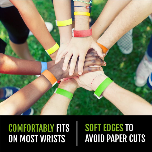 Alt view image 5 of 7 - 5,000 5-Color Variety Pack Tyvek Wristbands for Events Comfortable Water/Tear-Resistant - USA Made Tyvek Wristband ID Bracelets for Events, Concerts, Party Security, VIP Admission