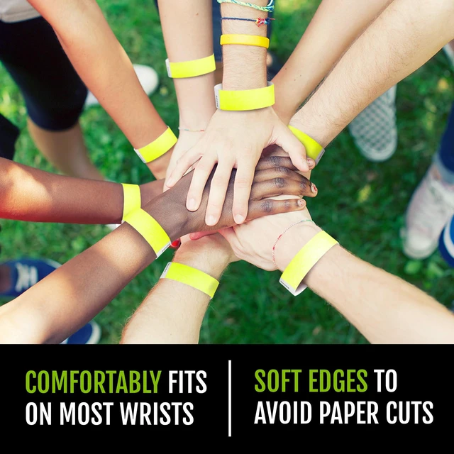 Alt view image 5 of 7 - 5,000 Neon Yellow Tyvek Wristbands for Events - Tamper-Proof Design Comfortable Water/Tear-Resistant - USA Made Tyvek Wristband ID Bracelets for Events, Concerts, Party Security, VIP Admission