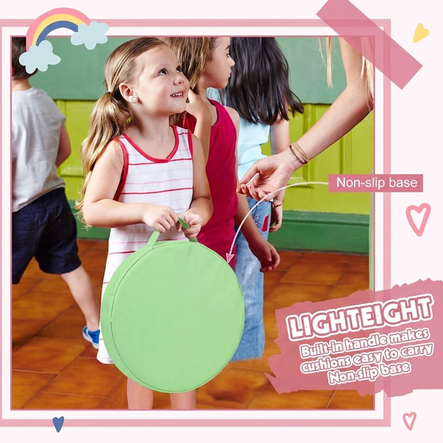 Alt view image 4 of 6 - 12 Pcs Classroom Floor Cushions for Kids,Multicolor,Round Flexible Classroom Seating for Kindergarten Daycare Nursery, Floor Cushion with Handle, Floor Cushions for Sitting Reading