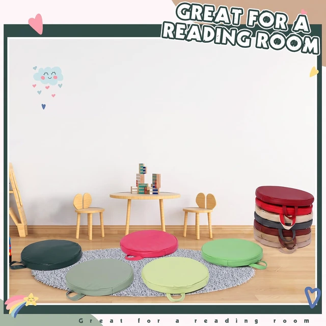 Alt view image 6 of 6 - 12 Pcs Classroom Floor Cushions for Kids,Multicolor,Round Flexible Classroom Seating for Kindergarten Daycare Nursery, Floor Cushion with Handle, Floor Cushions for Sitting Reading