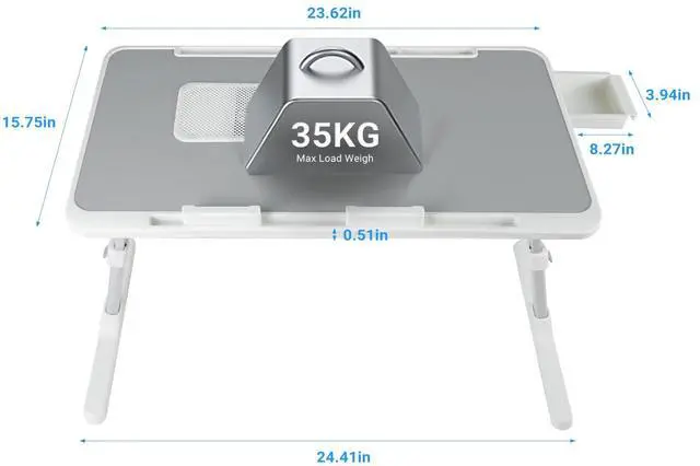 Alt view image 5 of 6 - Adjustable Laptop Lap Desk with Cooling Fan USB Light for Adults 60x40cm,Grey
