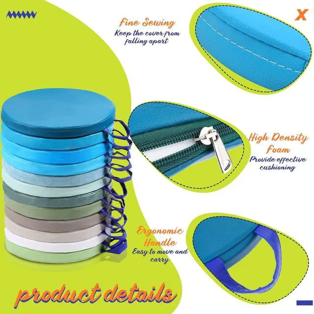 Alt view image 3 of 6 - 12 Pcs Classroom Floor Cushions for Kids,Bright Color,Round Flexible Classroom Seating for Kindergarten Daycare Nursery, Floor Cushion with Handle, Floor Cushions for Sitting Reading